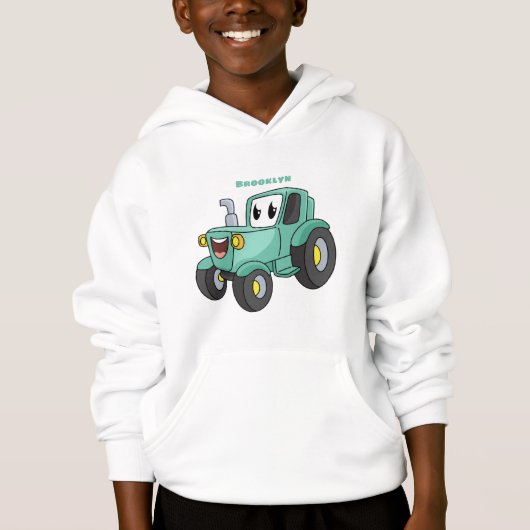 Niedlicher Happy Green Traktor Cartoon Hoodie (Vorderseite)