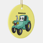 Niedlicher Happy Green Traktor Cartoon Keramik Ornament (Rechts)