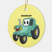Niedlicher Happy Green Traktor Cartoon Keramik Ornament (Links)