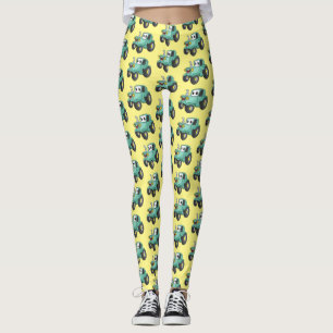 Niedlicher Happy Green Traktor Cartoon Leggings