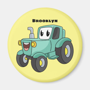 Niedlicher Happy Green Traktor Cartoon Magnet
