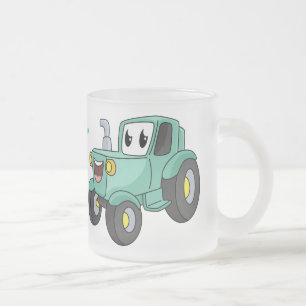 Niedlicher Happy Green Traktor Cartoon Mattglastasse