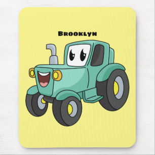 Niedlicher Happy Green Traktor Cartoon Mousepad