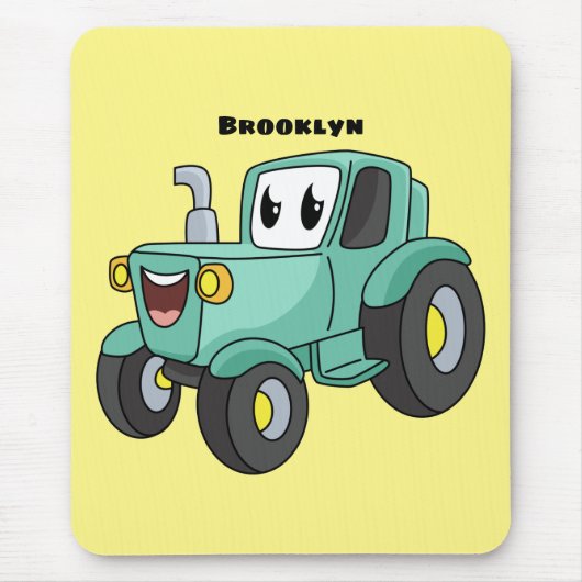 Niedlicher Happy Green Traktor Cartoon Mousepad (Vorne)