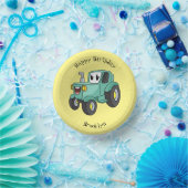 Niedlicher Happy Green Traktor Cartoon Pappteller (Party)