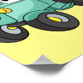 Niedlicher Happy Green Traktor Cartoon Poster (Ecke)