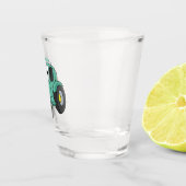 Niedlicher Happy Green Traktor Cartoon Schnapsglas (Rechts)