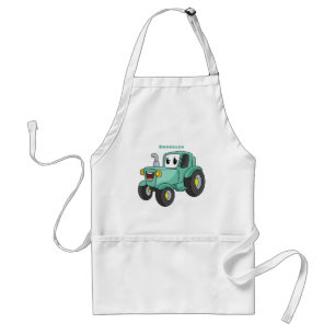 Niedlicher Happy Green Traktor Cartoon Schürze