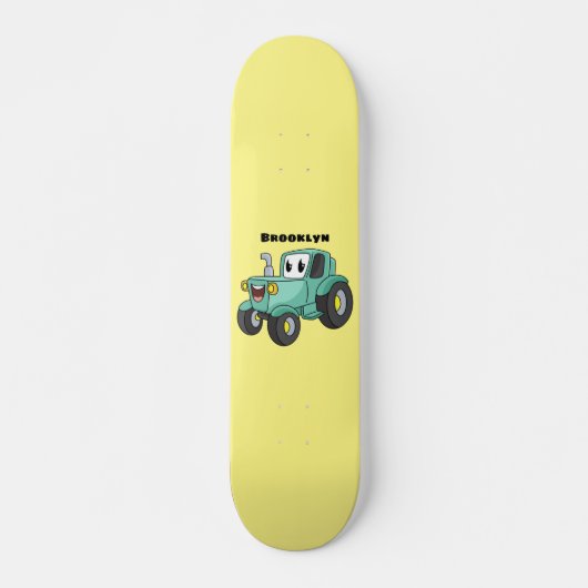 Niedlicher Happy Green Traktor Cartoon Skateboard (Vorne)