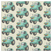 Niedlicher Happy Green Traktor Cartoon Stoff (Muster)