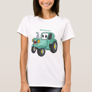 Niedlicher Happy Green Traktor Cartoon T-Shirt