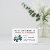 Niedlicher Happy Green Traktor Cartoon Visitenkarte (Stehend Vorderseite)