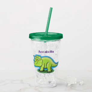 Niedlicher Happy Green Triceratops Dinosaurier Car Acryltrinkbecher
