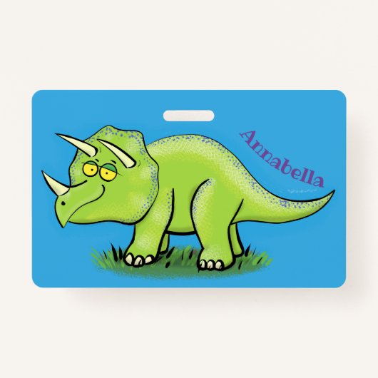 Niedlicher Happy Green Triceratops Dinosaurier Car Ausweis (Vorderseite)