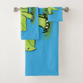 Niedlicher Happy Green Triceratops Dinosaurier Car Badhandtuch Set (Insitu)
