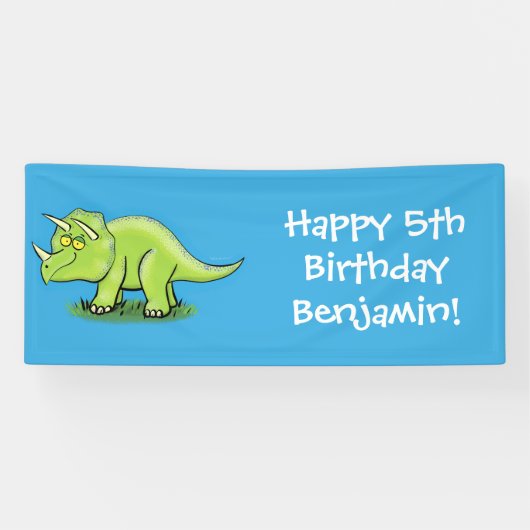 Niedlicher Happy Green Triceratops Dinosaurier Car Banner (Horizontal)