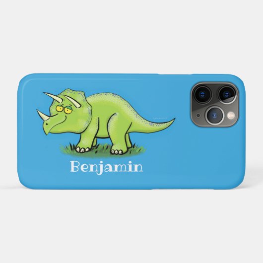 Niedlicher Happy Green Triceratops Dinosaurier Car Case-Mate iPhone Hülle (Rückseite (Horizontal))