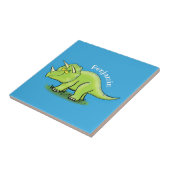 Niedlicher Happy Green Triceratops Dinosaurier Car Fliese (Seite)