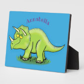 Niedlicher Happy Green Triceratops Dinosaurier Car Fotoplatte (Seite)