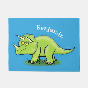 Niedlicher Happy Green Triceratops Dinosaurier Car Fußmatte