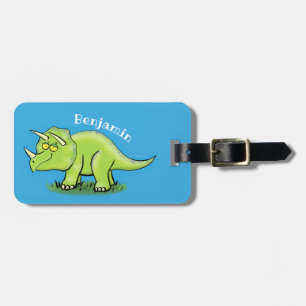 Niedlicher Happy Green Triceratops Dinosaurier Car Gepäckanhänger