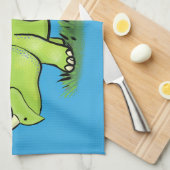 Niedlicher Happy Green Triceratops Dinosaurier Car Geschirrtuch (Viertel Falte)