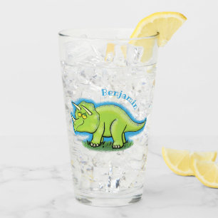 Niedlicher Happy Green Triceratops Dinosaurier Car Glas