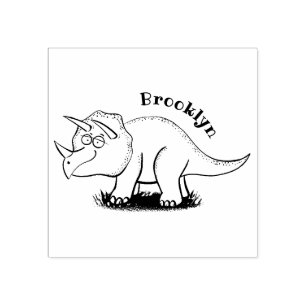 Niedlicher Happy Green Triceratops Dinosaurier Car Gummistempel