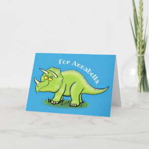 Niedlicher Happy Green Triceratops Dinosaurier Car Karte