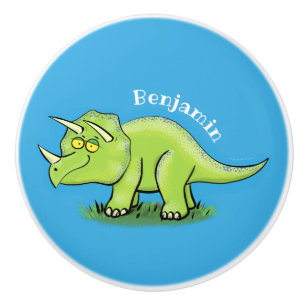 Niedlicher Happy Green Triceratops Dinosaurier Car Keramikknauf