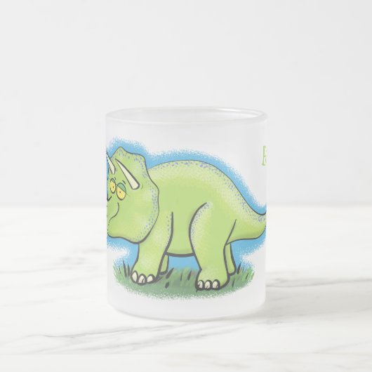 Niedlicher Happy Green Triceratops Dinosaurier Car Mattglastasse (Mittel)