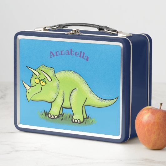 Niedlicher Happy Green Triceratops Dinosaurier Car Metall Brotdose (Beispiel)