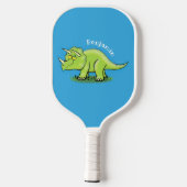 Niedlicher Happy Green Triceratops Dinosaurier Car Pickleball Schläger (Rückseite)