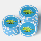Niedlicher Happy Green Triceratops Dinosaurier Car Pokerchips (Stapel)