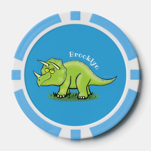 Niedlicher Happy Green Triceratops Dinosaurier Car Pokerchips (Vorderseite)