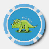 Niedlicher Happy Green Triceratops Dinosaurier Car Pokerchips (Rückseite)