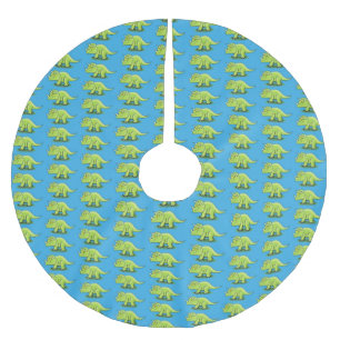 Niedlicher Happy Green Triceratops Dinosaurier Car Polyester Weihnachtsbaumdecke