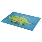 Niedlicher Happy Green Triceratops Dinosaurier Car Schneidebrett (Ecke)