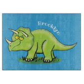 Niedlicher Happy Green Triceratops Dinosaurier Car Schneidebrett (Vorderseite)