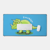 Niedlicher Happy Green Triceratops Dinosaurier Car Schreibtischunterlage (Tastatur & Maus)