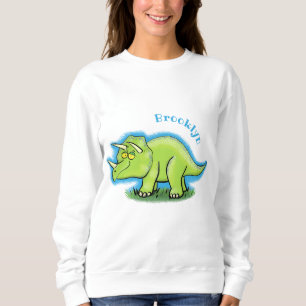 Niedlicher Happy Green Triceratops Dinosaurier Car Sweatshirt