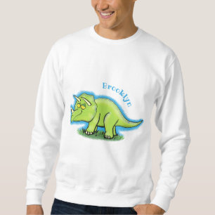 Niedlicher Happy Green Triceratops Dinosaurier Car Sweatshirt