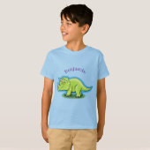 Niedlicher Happy Green Triceratops Dinosaurier Car T-Shirt (Vorne ganz)
