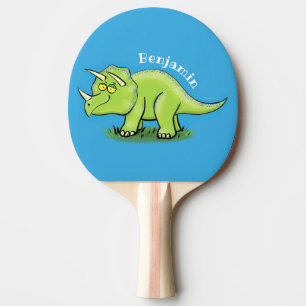 Niedlicher Happy Green Triceratops Dinosaurier Car Tischtennis Schläger