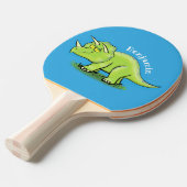 Niedlicher Happy Green Triceratops Dinosaurier Car Tischtennis Schläger (Vorderseite)