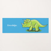 Niedlicher Happy Green Triceratops Dinosaurier Car Yogamatte (Rückseite (Horizontal))
