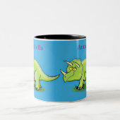 Niedlicher Happy Green Triceratops Dinosaurier Car Zweifarbige Tasse (Mittel)