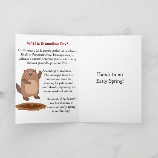 Niedlicher Happy Groundhog Day & History Card Früh Karte (Innenseite)