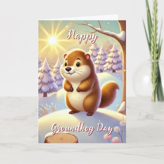 Niedlicher Happy Groundhog Day & History Card Wint Karte (Vorderseite)