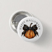 Niedlicher Happy Halloween Pumpkin und Bow Button (Vorne & Hinten)